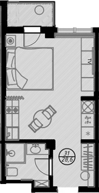 Планировка 26.5 м²