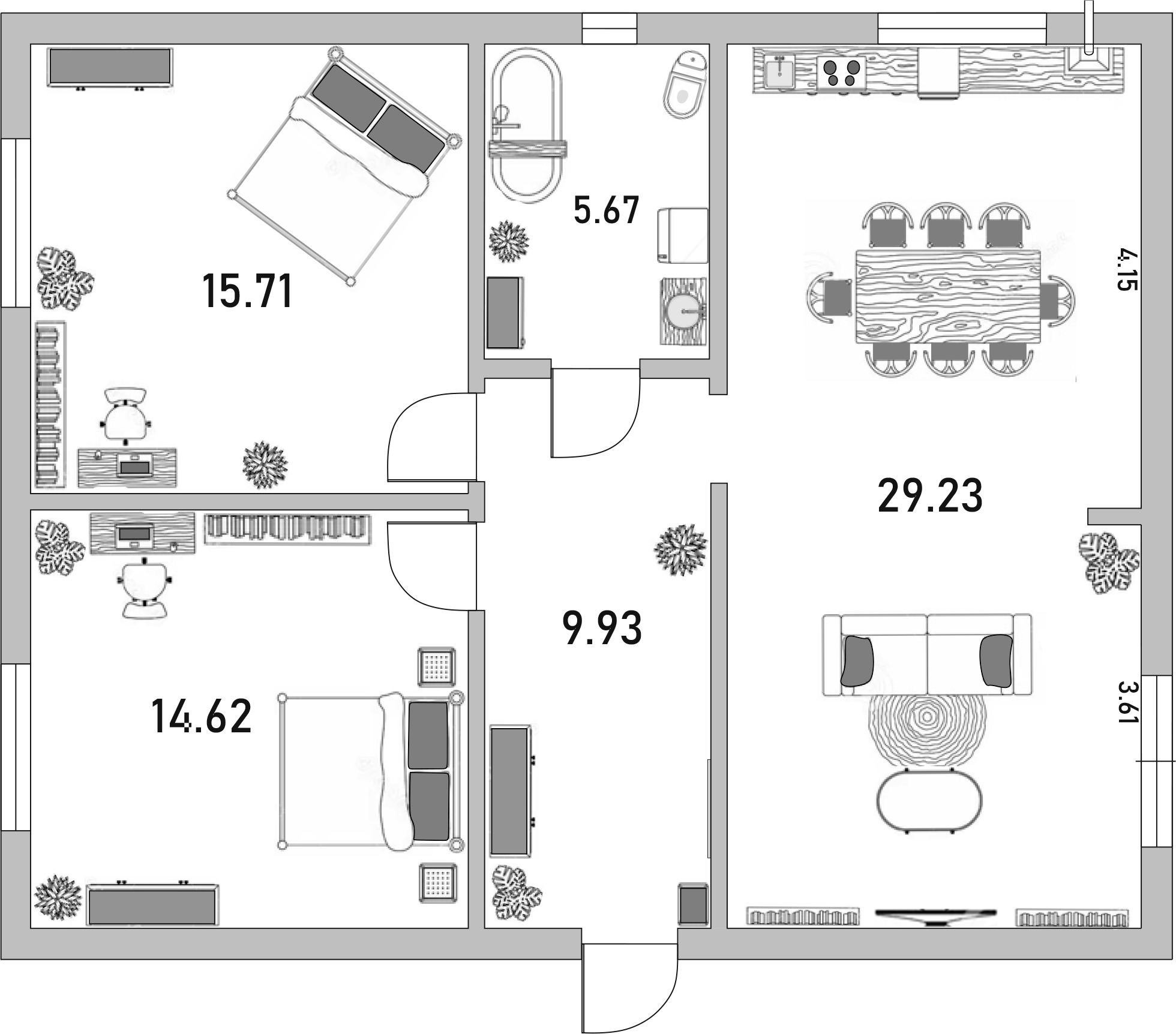 Планировка 128 м²
