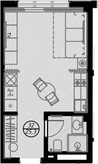 Продается 1-комн. квартира, 25.3 м²