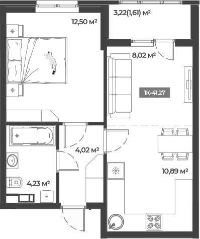 Продается 1-комн. квартира, 39.66 м²