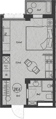 Продается 1-комн. квартира, 26.6 м²