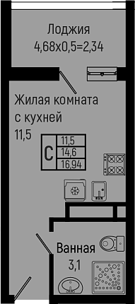 Планировка 14.6 м²