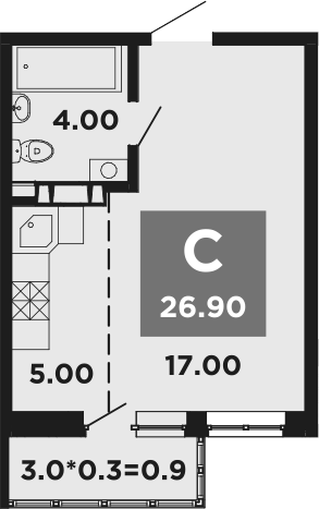 Планировка 25.9 м²