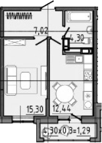 Планировка 42.39 м²