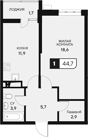 Планировка 43 м²