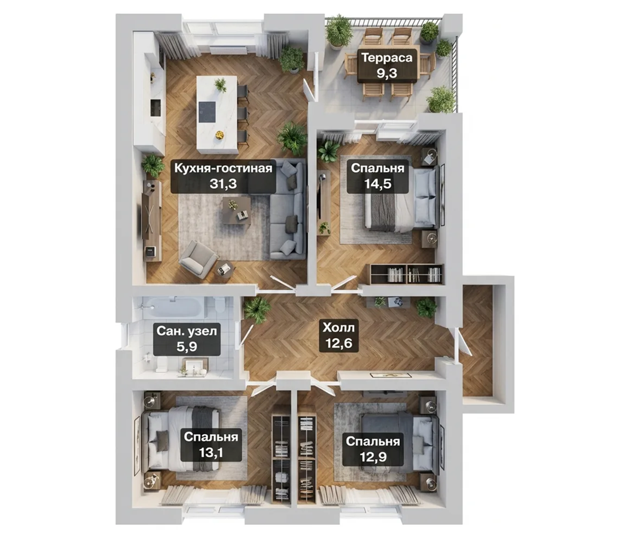 Планировка 83.6 м²