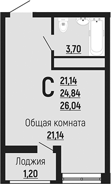 Планировка 24.84 м²