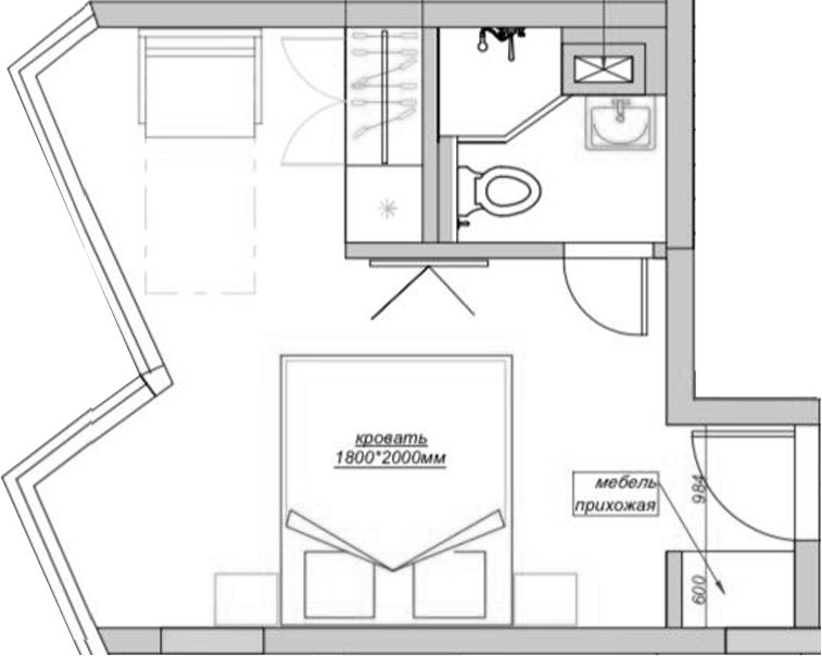 Планировка 22.9 м²