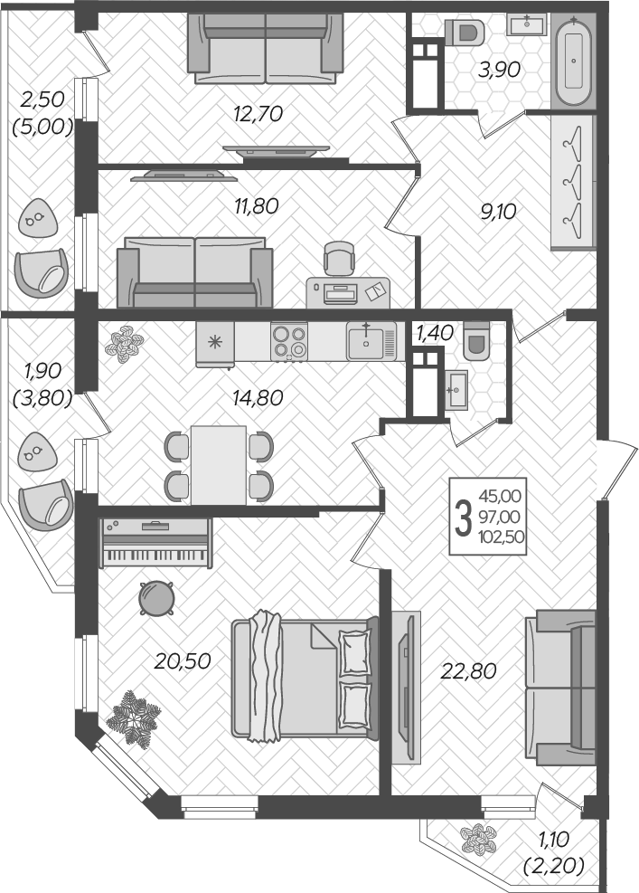 Продается 3-комн. квартира, 98.7 м²