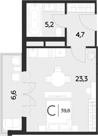 Планировка 33.2 м²