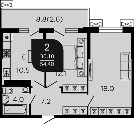 Планировка 52.27 м²