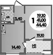 Планировка 41 м²