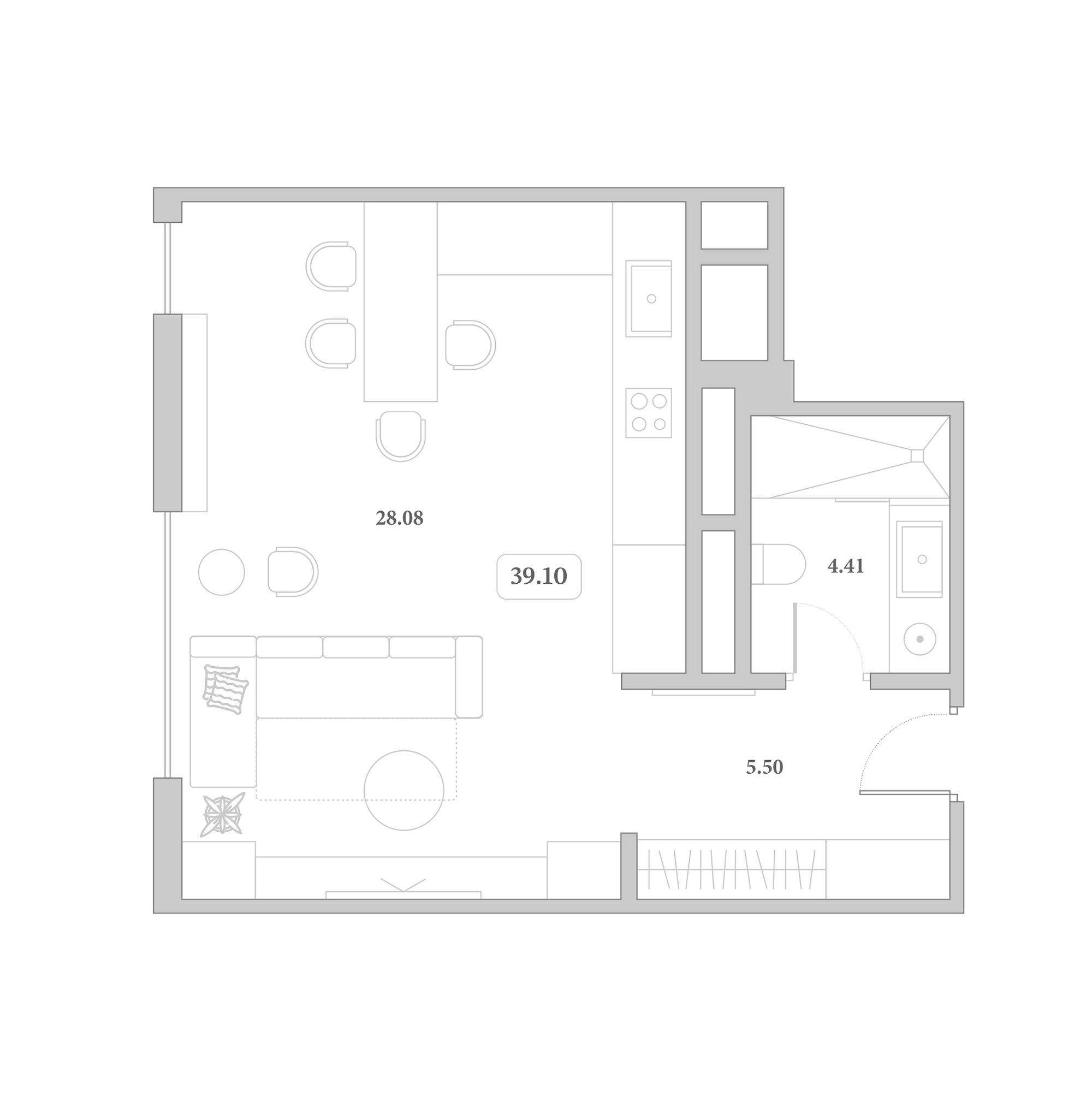 Продается 1-комн. квартира, 39.1 м²