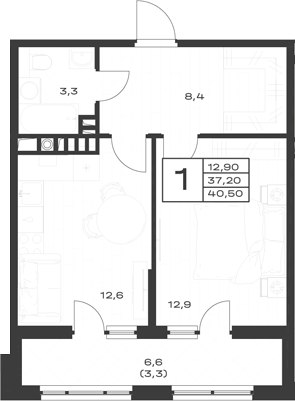 Продается 1-комн. квартира, 37.2 м²