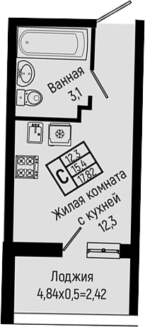 Планировка 15.4 м²