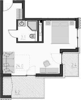 Планировка 27.1 м²