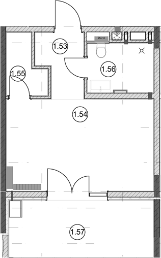 Студия · 28.6 м²