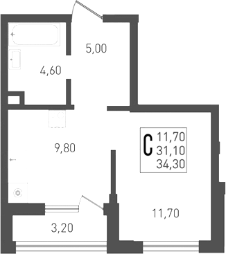 Планировка 31.1 м²