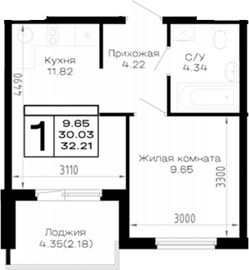 Продается 1-комн. квартира, 30.03 м²