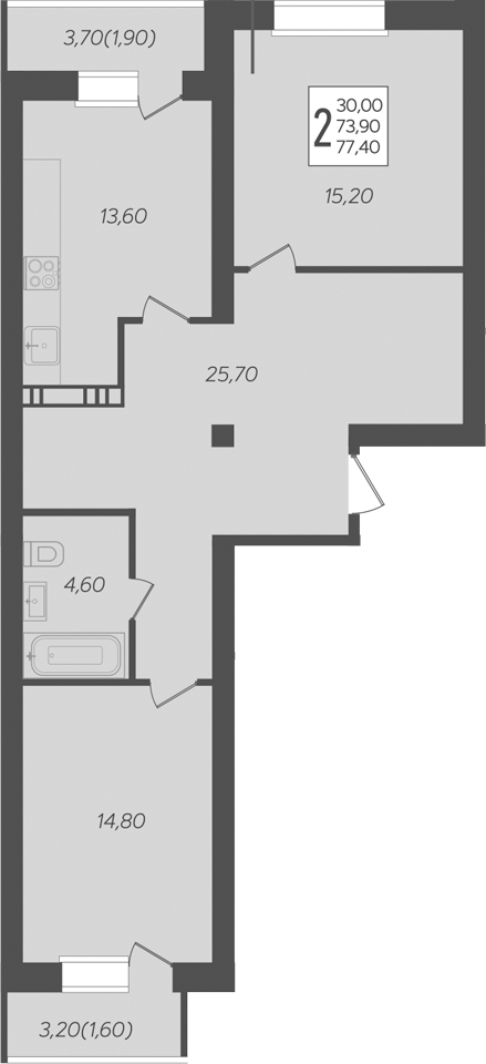 Планировка 73.9 м²