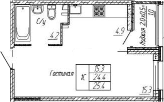 Планировка 24.4 м²