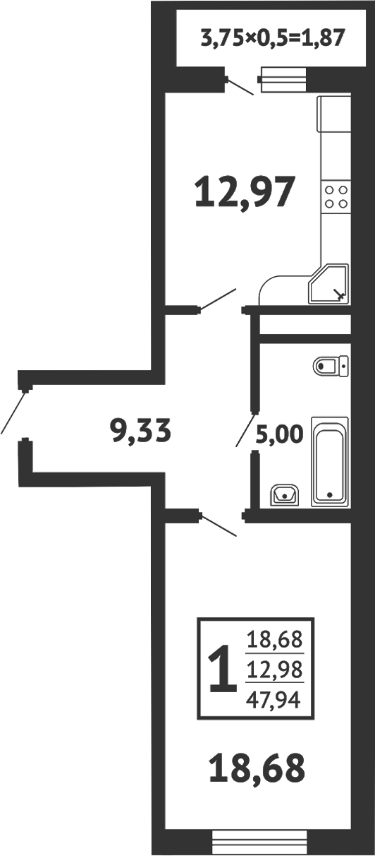 Планировка 45.2 м²