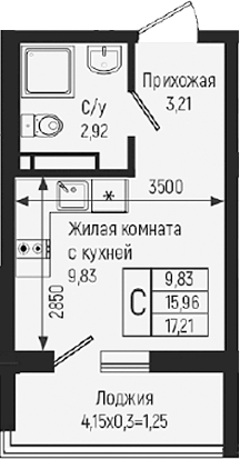 Планировка 15.96 м²
