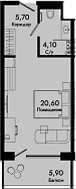 Продается 1-комн. квартира, 30.4 м²
