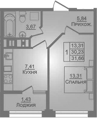 Планировка 30.23 м²