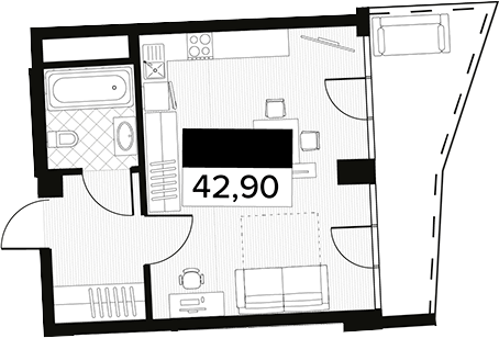 Планировка 42.9 м²