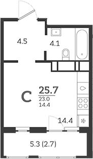 Студия · 23 м²