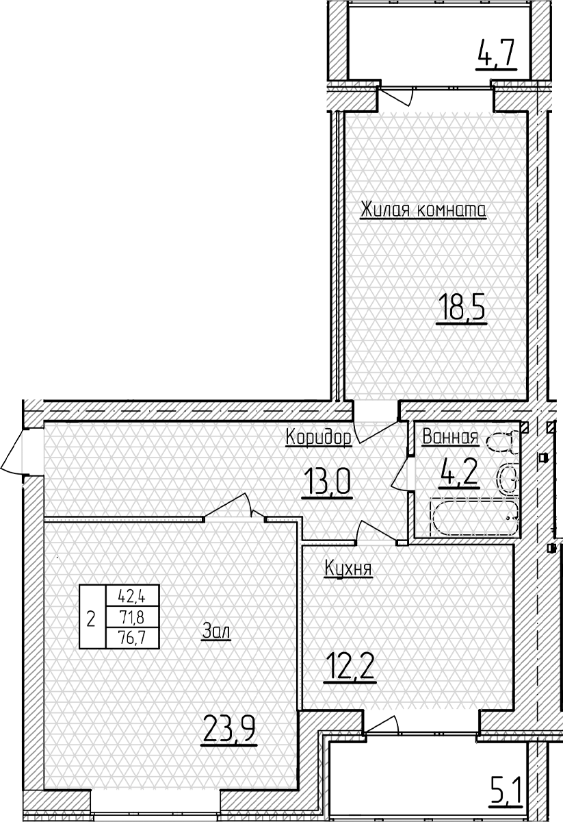 Планировка 71.8 м²