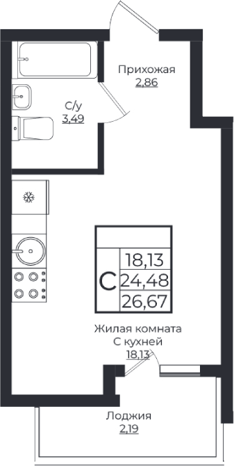 Планировка 24.48 м²