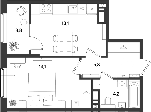 Планировка 37.2 м²
