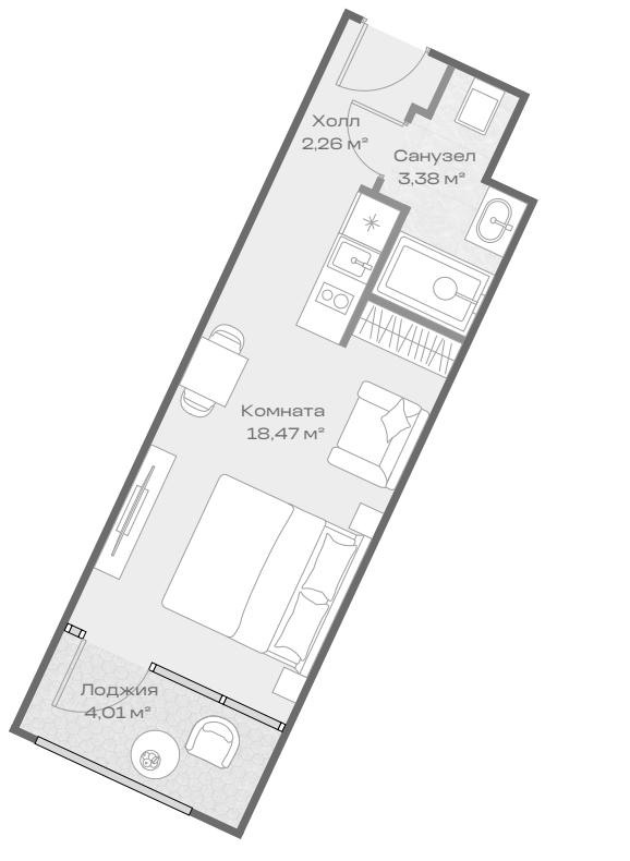 Планировка 23.99 м²