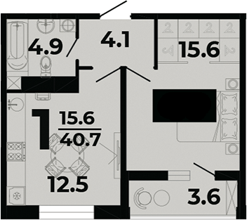 Планировка 33.8 м²