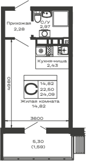 Планировка 22.5 м²