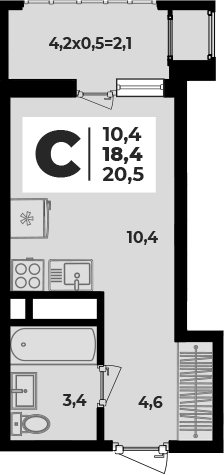 Планировка 18.4 м²
