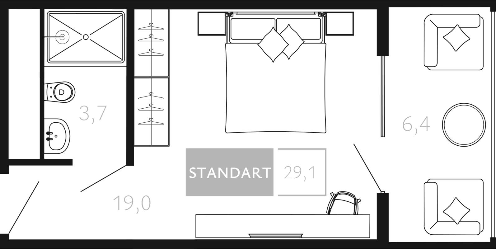 Планировка 22.7 м²