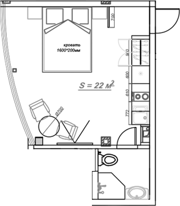 Планировка 25.2 м²