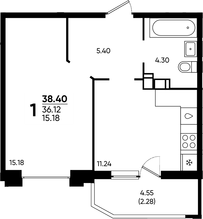 Планировка 36.12 м²