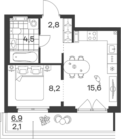 Планировка 31.1 м²