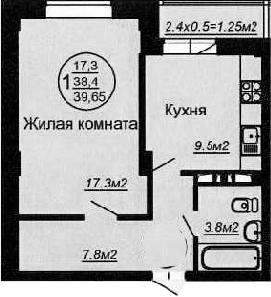 Планировка 41.45 м²