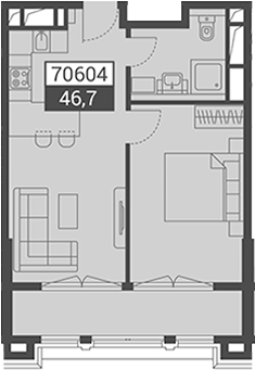 Планировка 46.7 м²