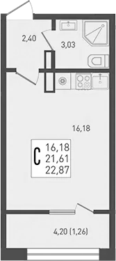 Студия · 21.61 м²