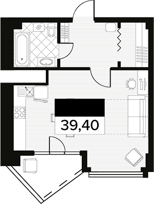 Планировка 39.4 м²