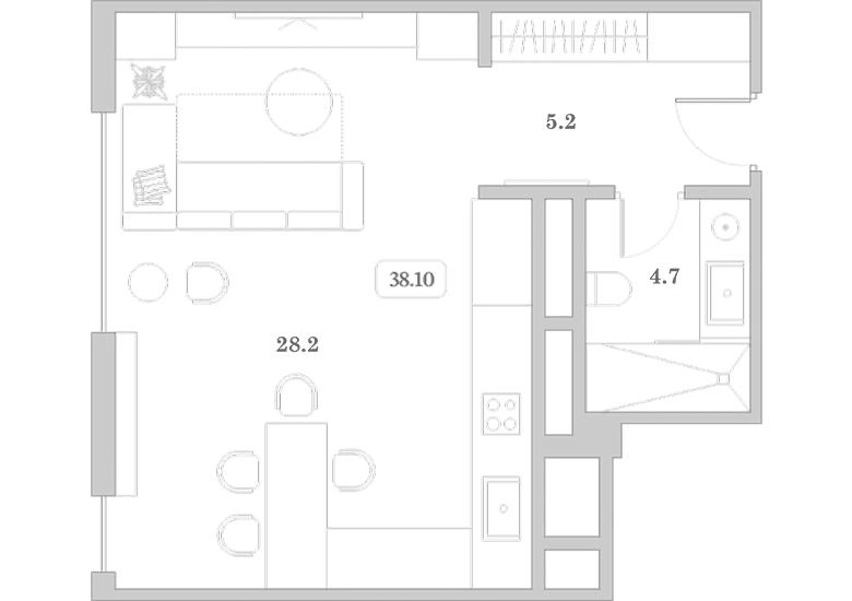 Планировка 38.1 м²