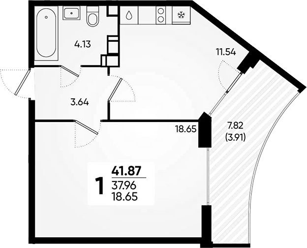 Планировка 37.96 м²
