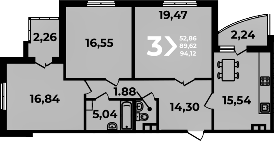 Продается 4-комн. квартира, 89.62 м²