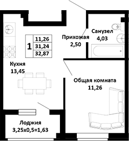 Продается 2-комн. квартира, 31.24 м²